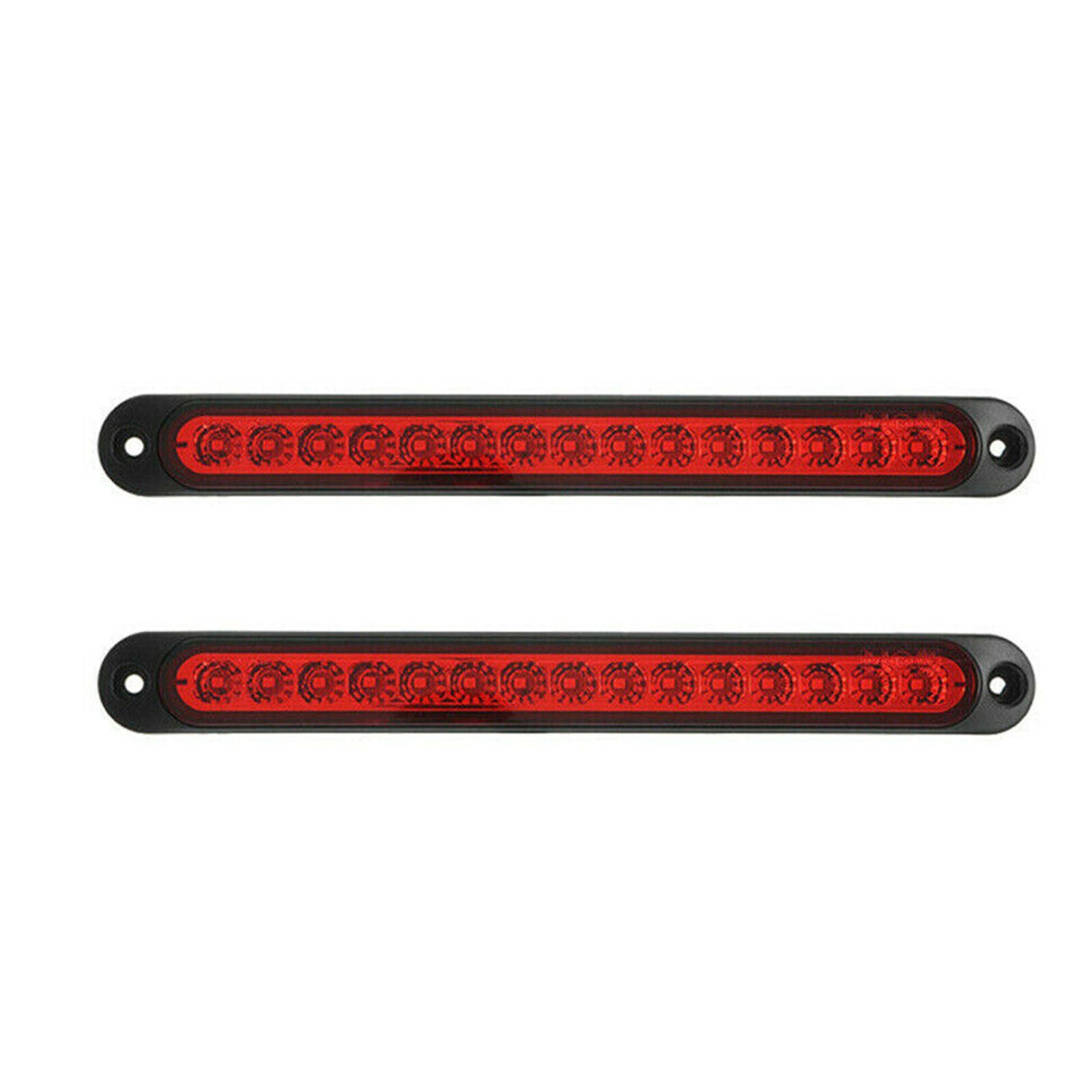 2PCS 25CM 15 LED Red Sealed Trailer Truck RV Stop Tail Rear Brake Turn Light Bar