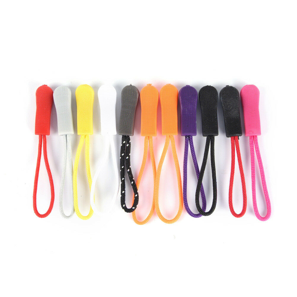 10PCS Zipper Pulls Cord Rope Ends Lock Zip Clip Buckle for Clothing Bags .l8