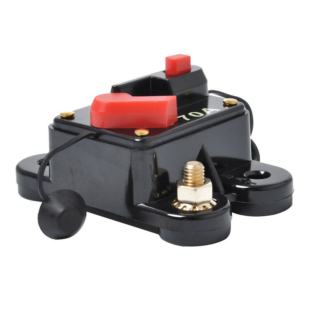 2x Car Marine Audio 70AMP Reset Circuit Breaker Fuse Holder w/ 0-Gauge Ring