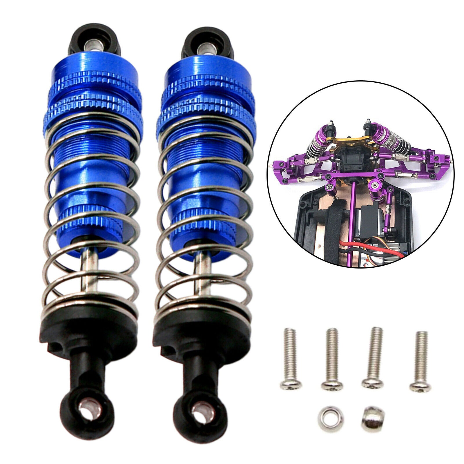 2X 80mm Shock Absorber Adjustable Fits 1/14 WLtoys 144001 RC Car Parts Blue