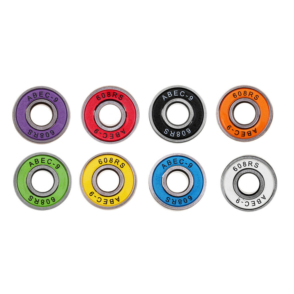 Lot 8 BEARINGS 608 RS ABEC 9 8x22x7mm INLINE SKATE ROLLER HOCKEY