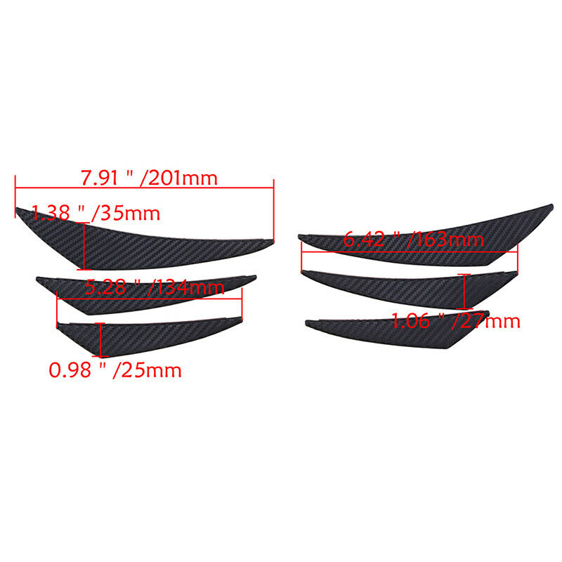 6X Universal Carbon Fiber Car Front Bumper Fins Diffuser Canards Splitter Lips