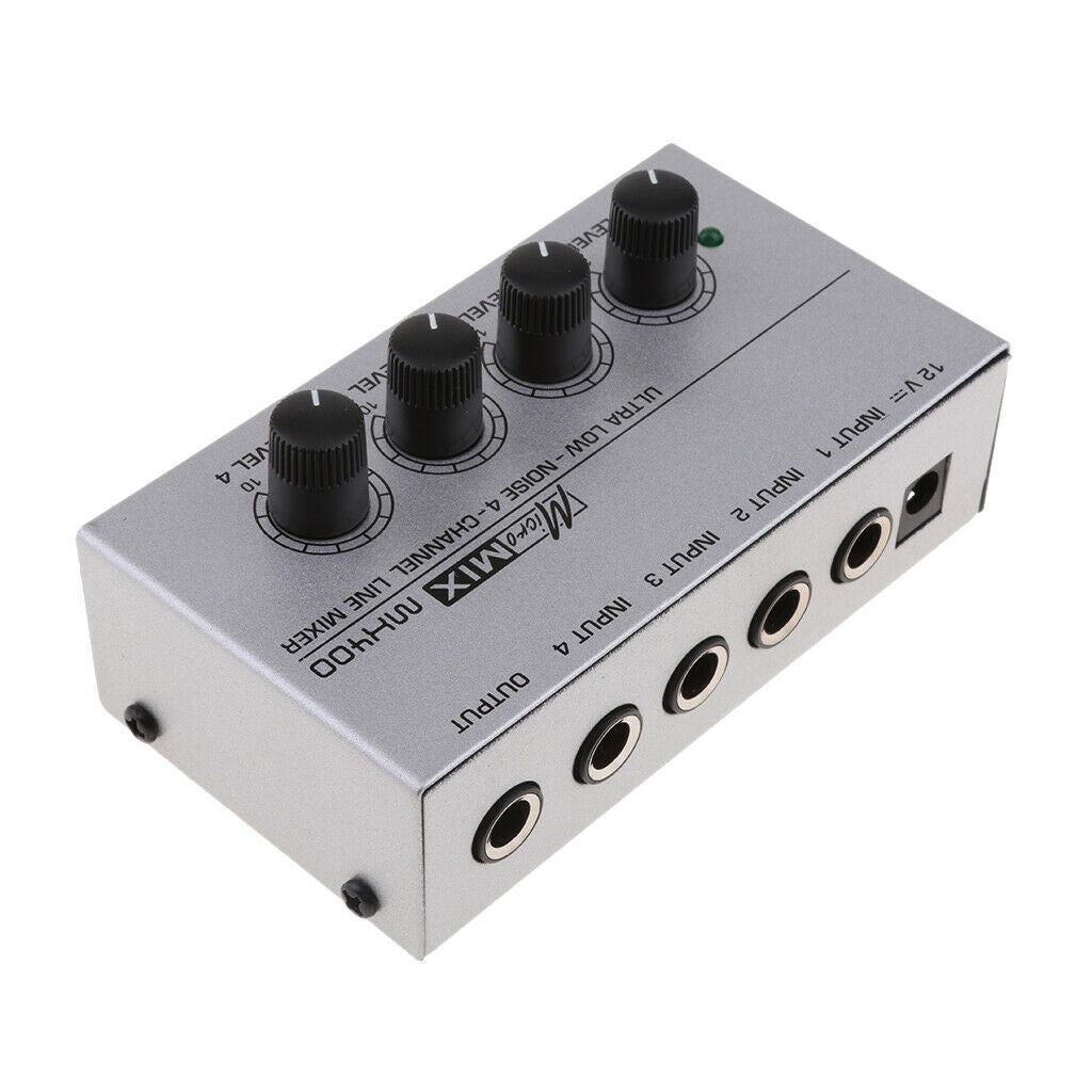 Universal Audio Mixer Stereo Sound Console 4 Channel TV Microphone UK Plug