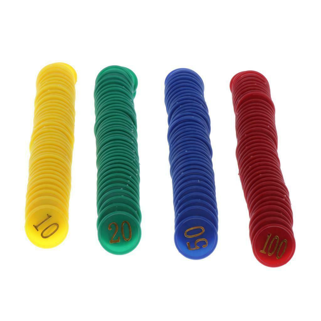 160pcs/set Plastic Poker Chips Set, 10/20/50/100 Chip 4 Colors Casino Props Card