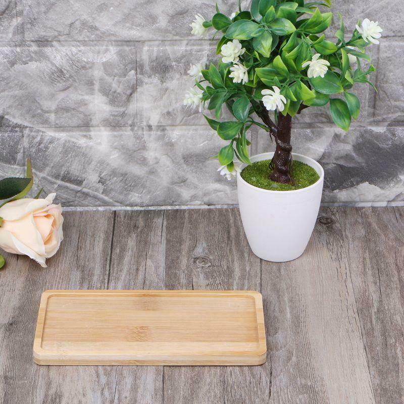 Rectangle Shape Bamboo Saucer Plant Tray Mini Plant Flower Pot Stand Favor Pot