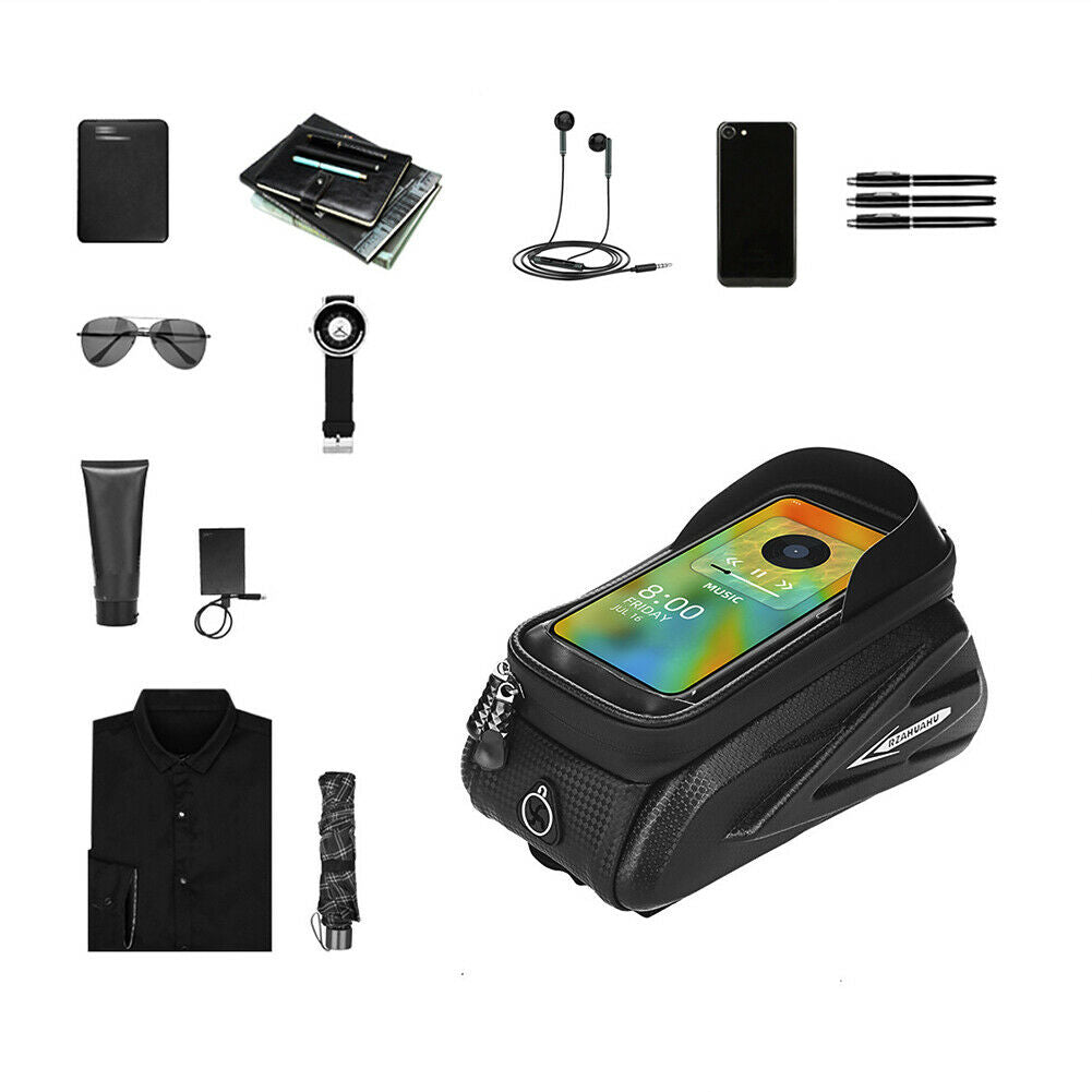Bicycle Bags Front Frame Touch Screen Waterproof MTB Road Bike Top Tube Pouch @