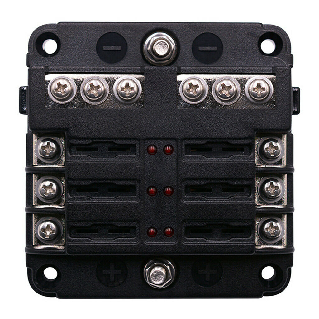 6-Way Fuse Block ATC/ATO Fuse Box with LED Light Indication for Vehicle Car Boat