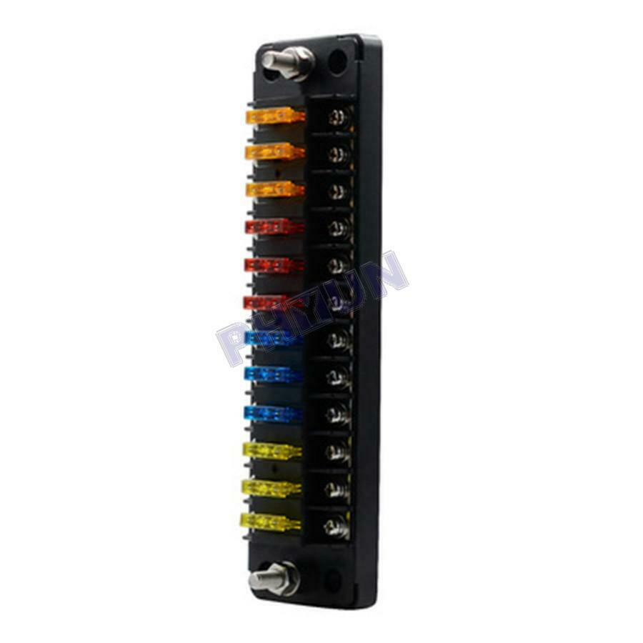 12-Way Blade Fuse Block Terminal Fuse Box for Car Truck Vehicle Marine Boat