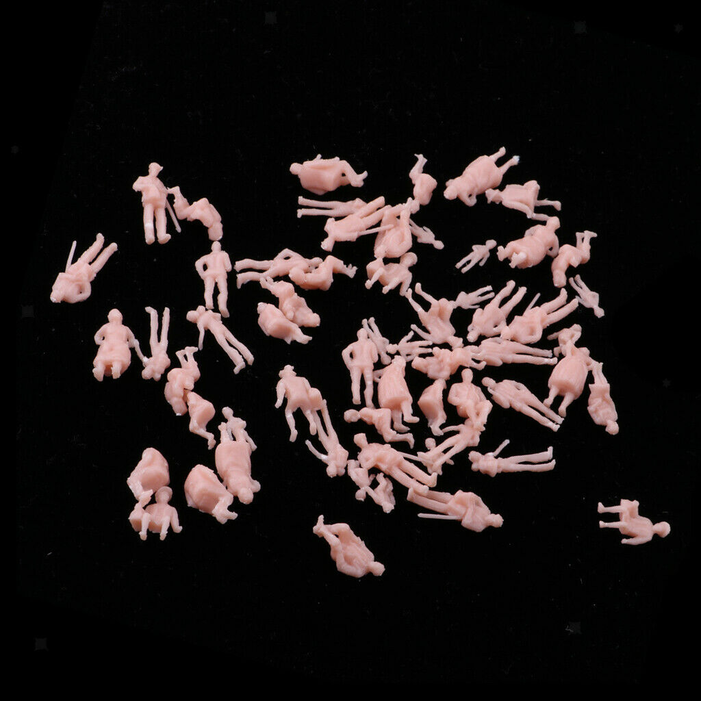 60 Pieces 1/87 Scale Plastic Family People Figures Train Railways LAYOUT