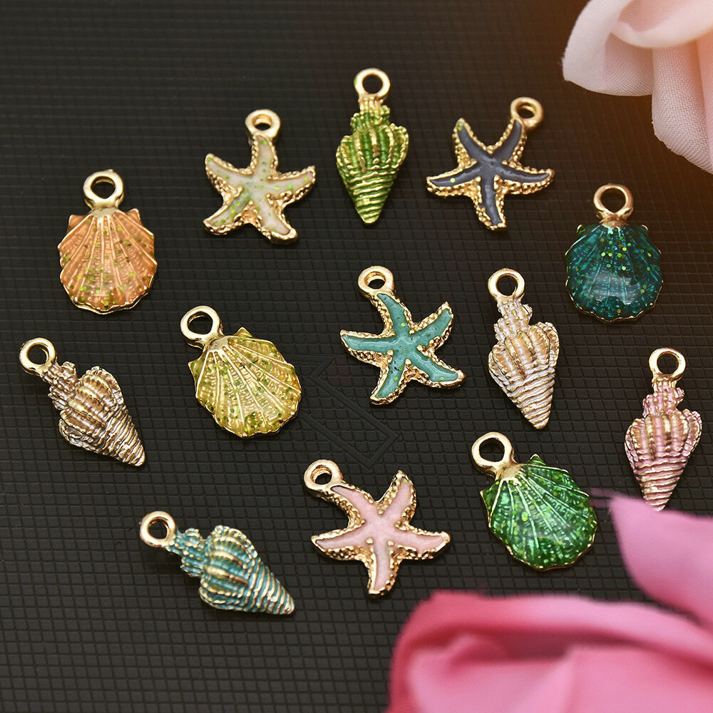 13 Pcs Conch Sea Shell Pendant DIY Charms Jewelry Making Handmade Accessory HS