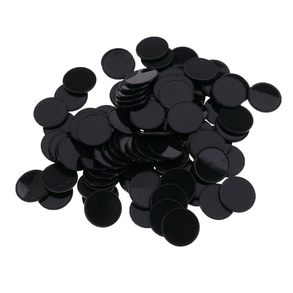 100 Pieces Poker Card Counting Bingo Chips Tokens Chips Markers Black 25mm