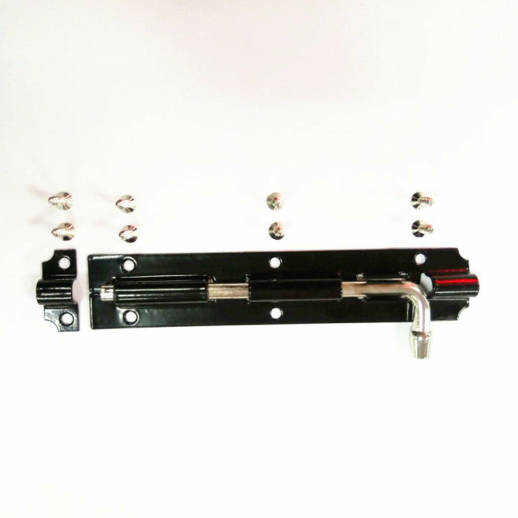 Black Iron Door Latch Barrel Slid Bolt Hasp Staple Gate Lock Safety 15x2.8cm