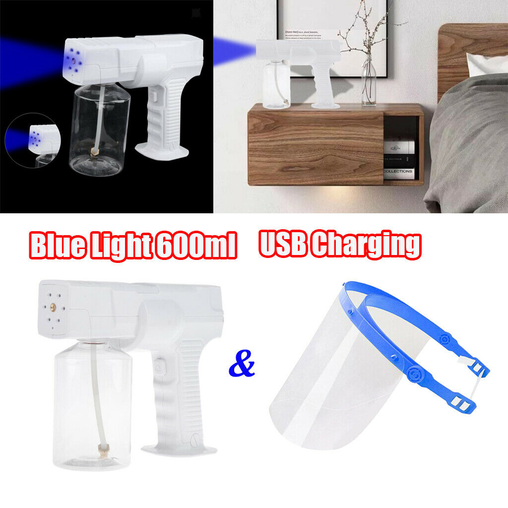 600ml Blue Light Nano Mist Spray Gun Sprayer USB Charging with Face Shield
