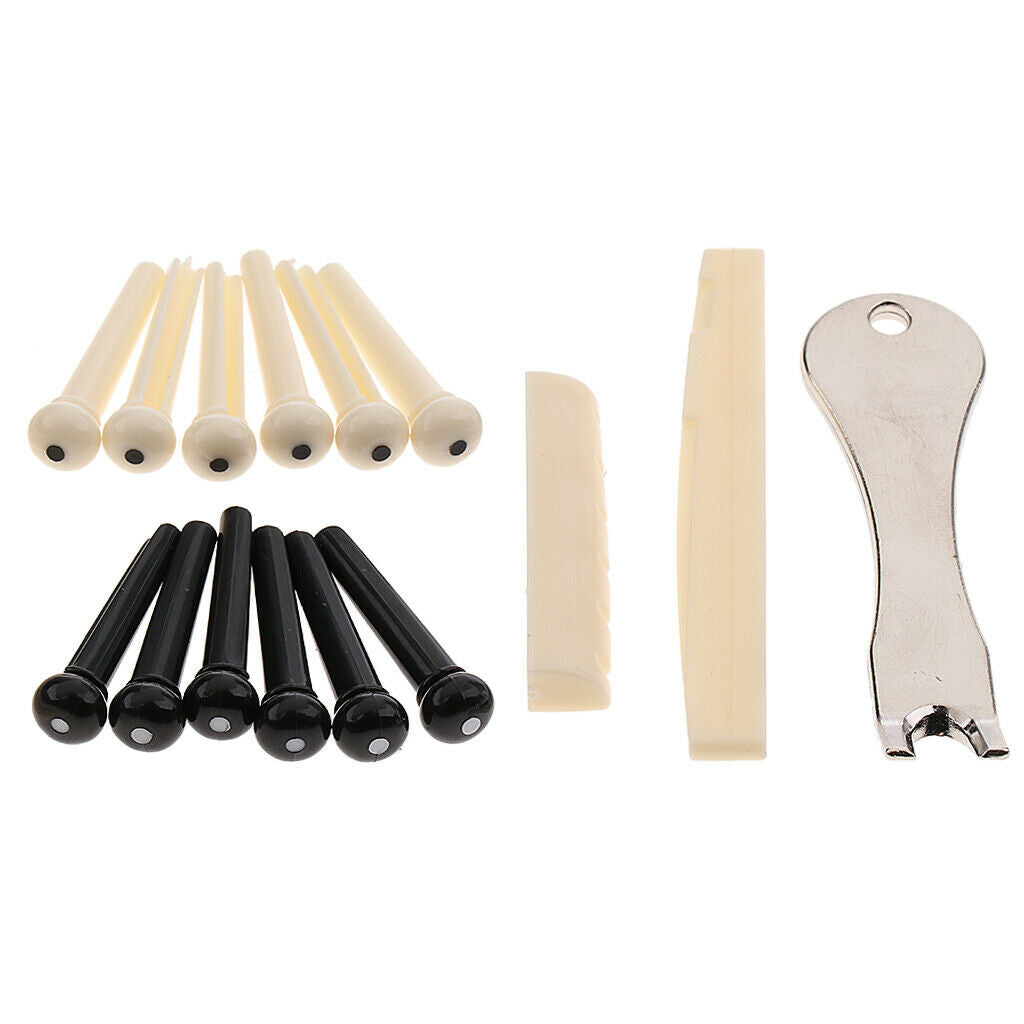1 Set Saddle Nut+Bridge Endpins+Pin Puller for Acoustic Guitar Accessory