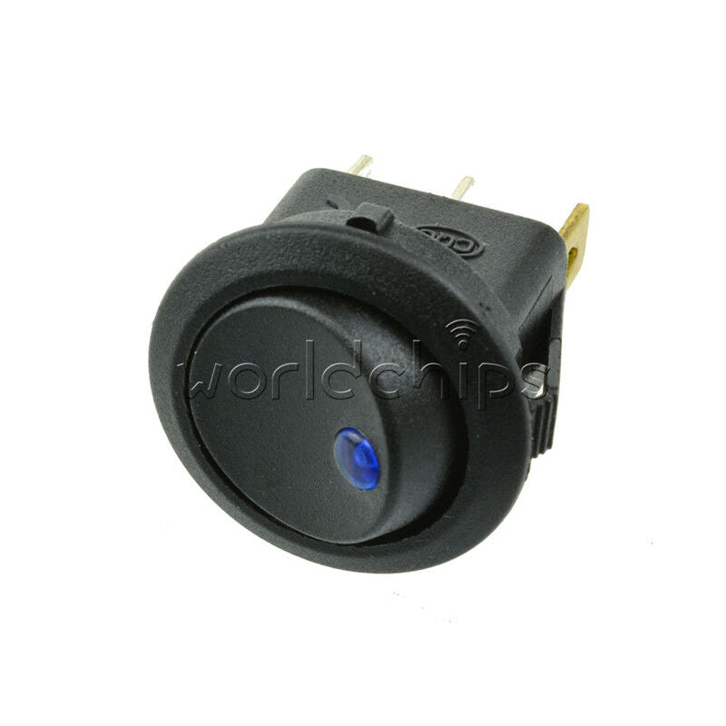 100Pcs 12V LED Blue Dot Light Car Auto Boat Round Rocker ON-OFF Toggle Switch