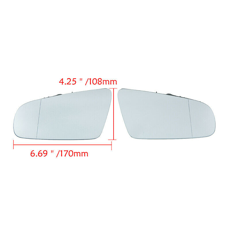2Pcs Rear View Mirror Glas W/Backing White Right Left For Audi A3 A4 A6 S4 S5