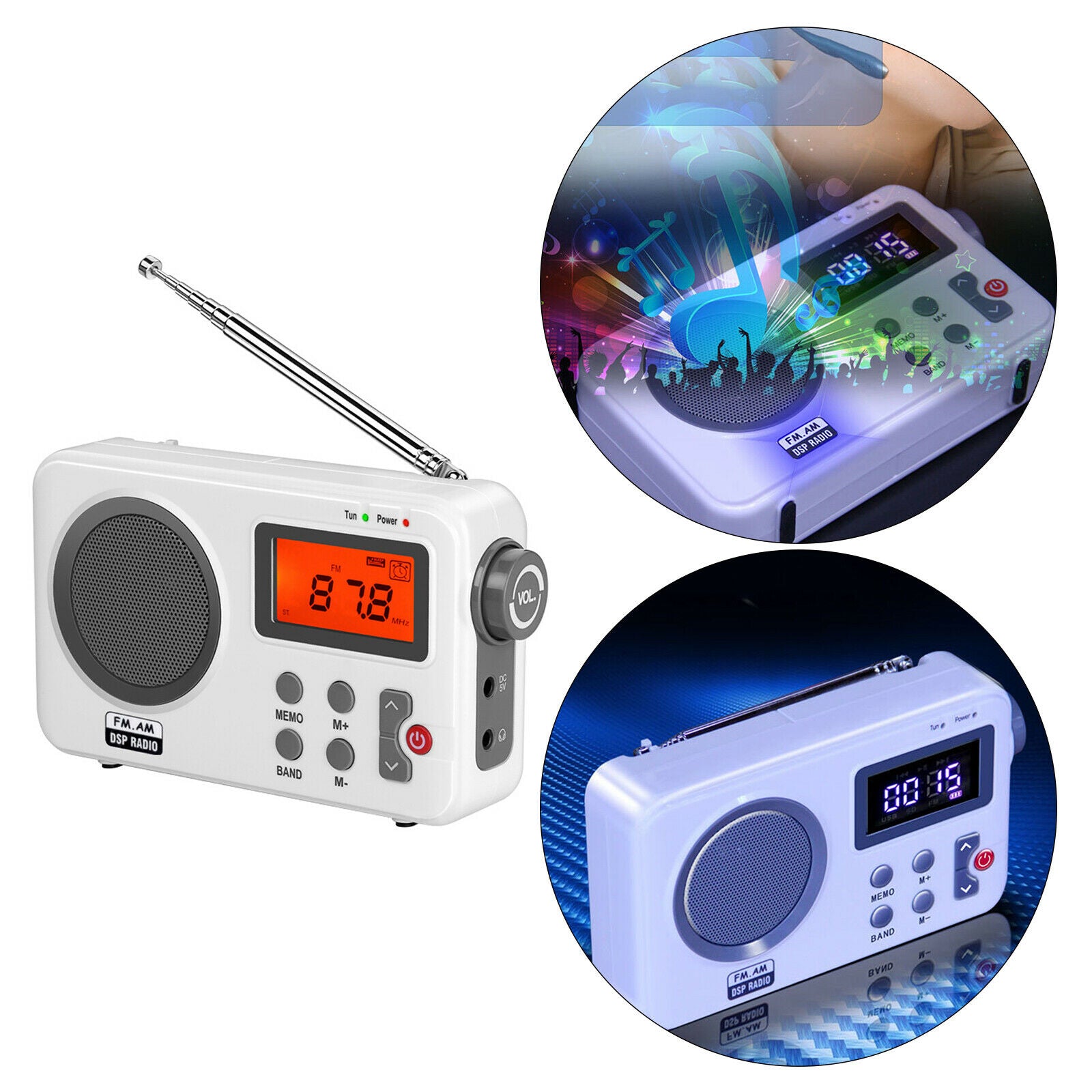 Portable Radio FM LCD Display Big Speaker Lightweight for Gift Office Travel