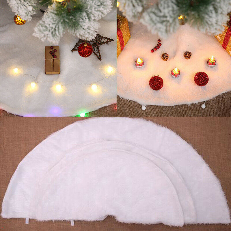 White Plush Christmas Tree Skirt Carpet Merry Christmas Decor New Year Decor EBD