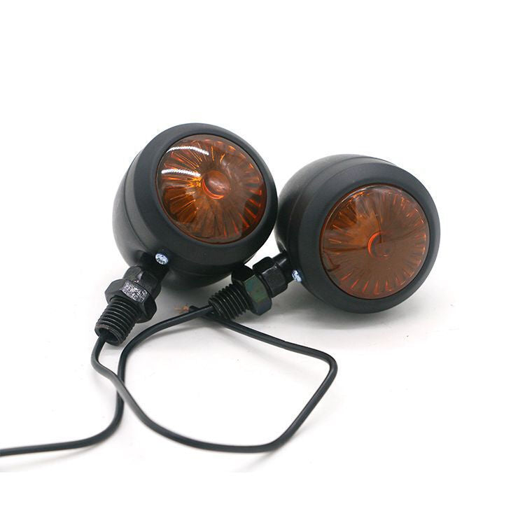 4Pcs Universal Classic Black Metal Shell Motorcycle Turn Signal Indicator Lights