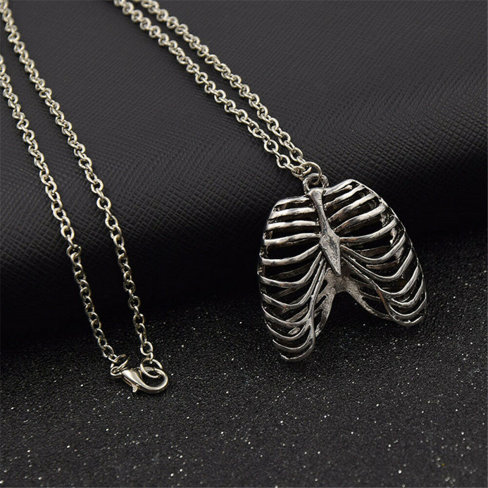 Anatomical Inspired Heart Necklace Human Rib Cage Body Chest Love Pendant Gift