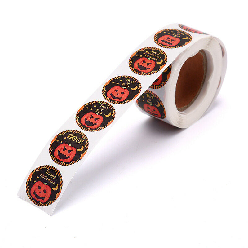 500Pcs/Roll Halloween Pumpkin Decor Labels Seal Stickers DIY Gift Paper S.l8