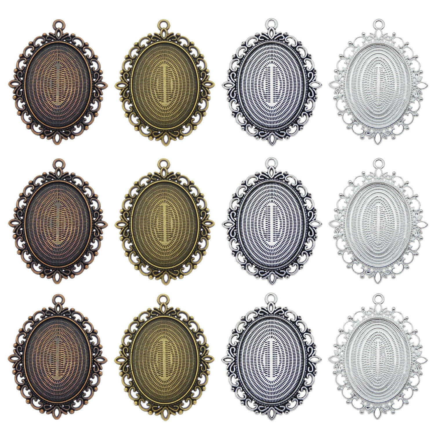 4 pcs Mixed Oval 40x30 mm Cameo Base Bezel Charm Necklace Pendant #53481