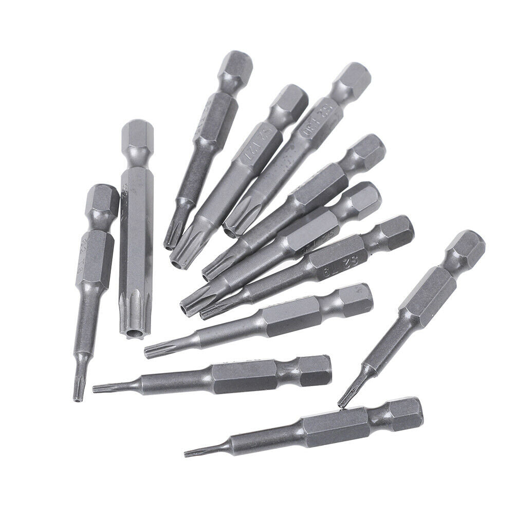 12Pc security bits  torx screwdriver tool set 1/4" hex shank T5-40MEJ tdJ_DD