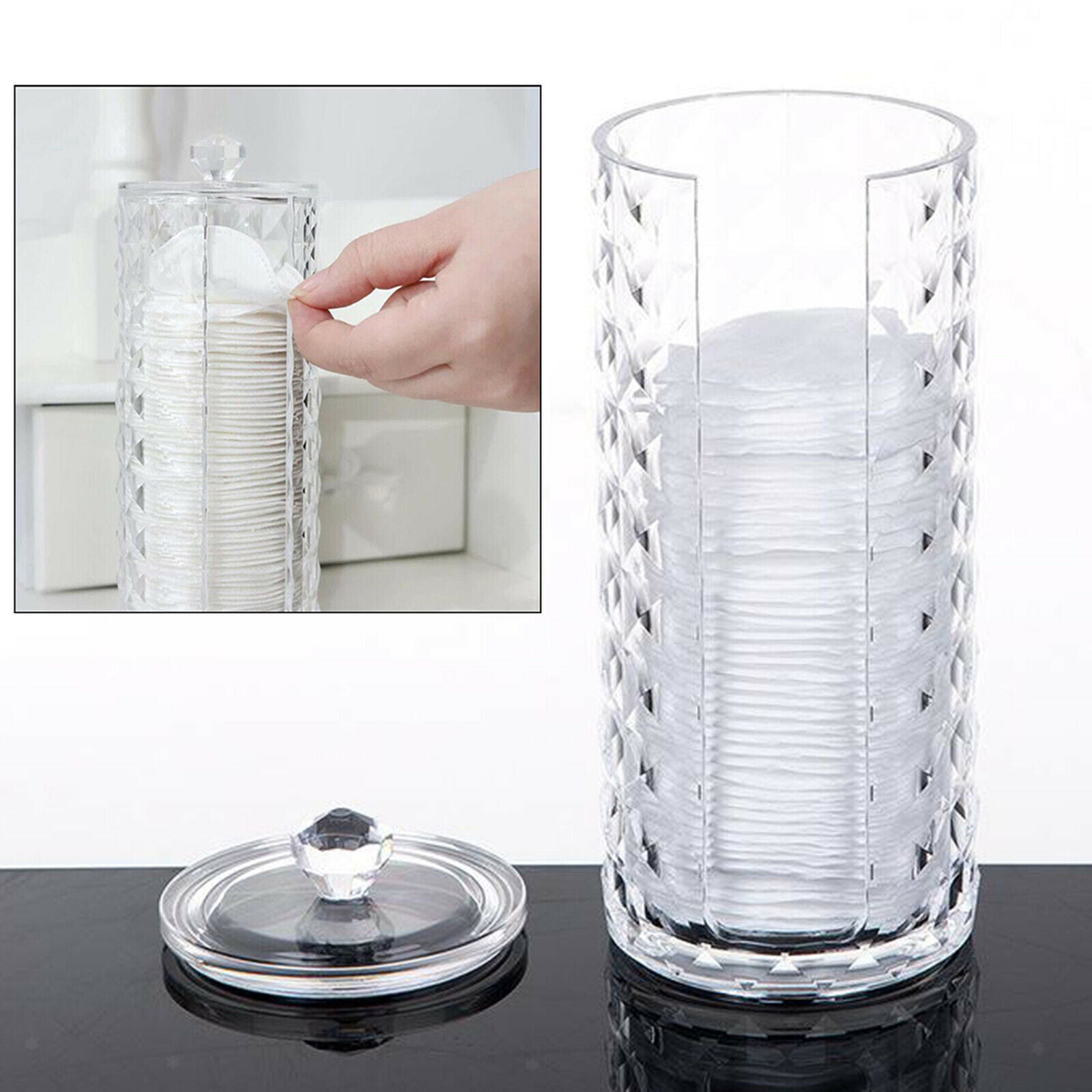 Round Cotton Makeup Case Display Rack Organizer