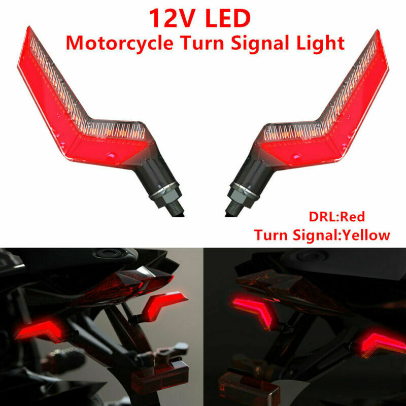 Pair 12V Motorcycle Bike LED Chip Red DRL Yellow Turn Signal Light Warning Light
