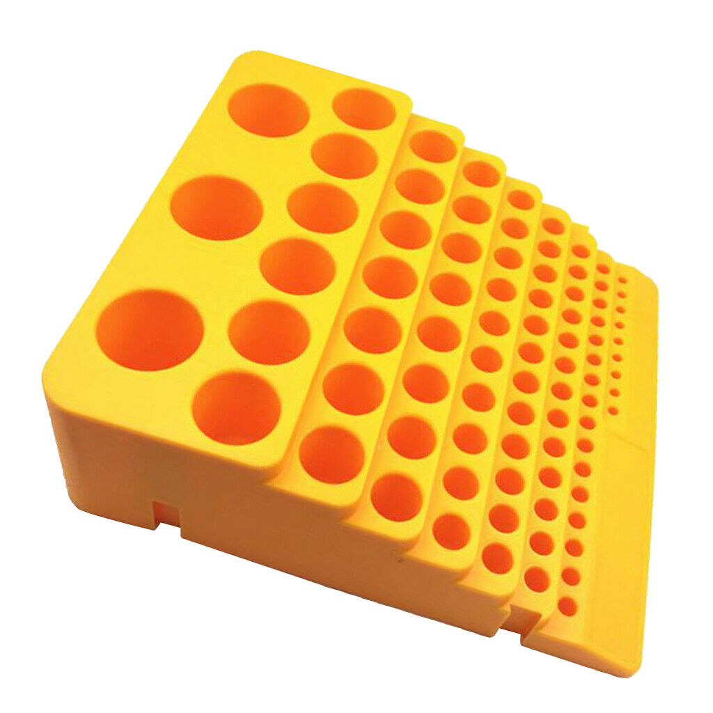 Round Yellow Plastic Drill Bit Storage Case Rotary Tool Rack Saving Space