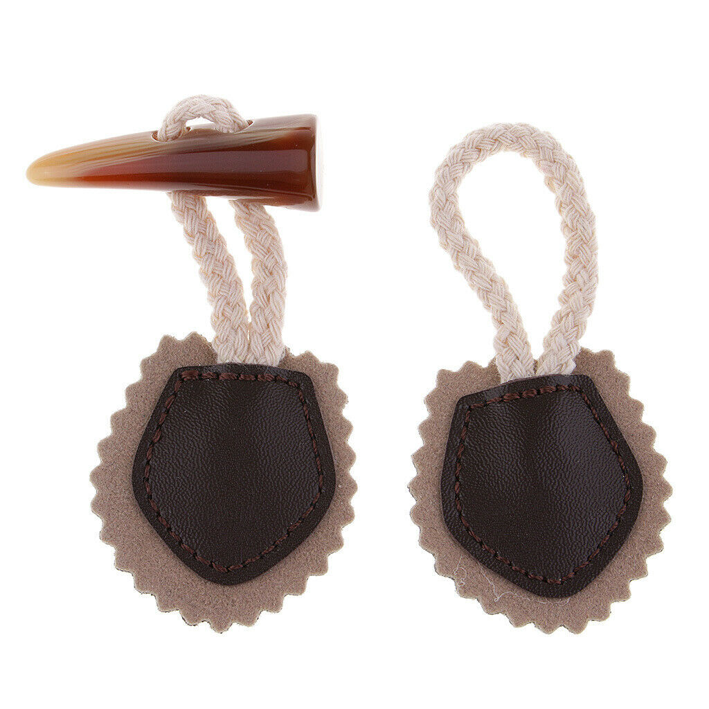 2x Sew-on Horn Toggle Closure DIY Clothing Jacket Duffle Sewing Fasteners