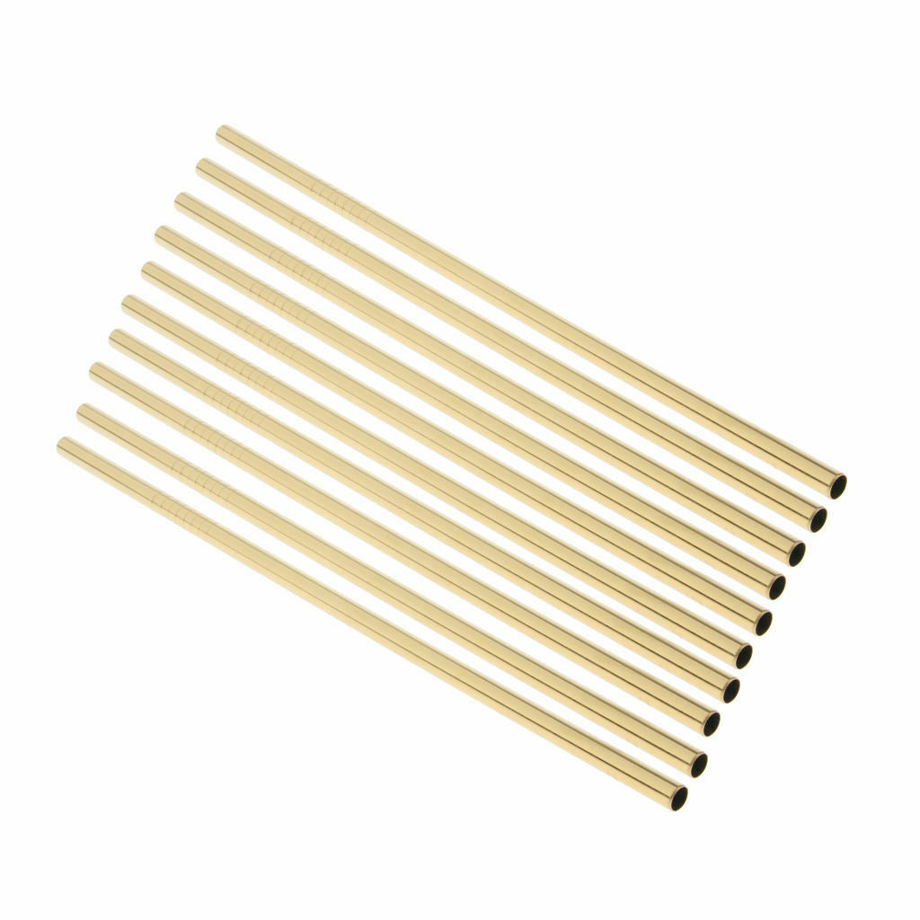 10 pieces reusable metal stainless steel drinking straws straight for cups,