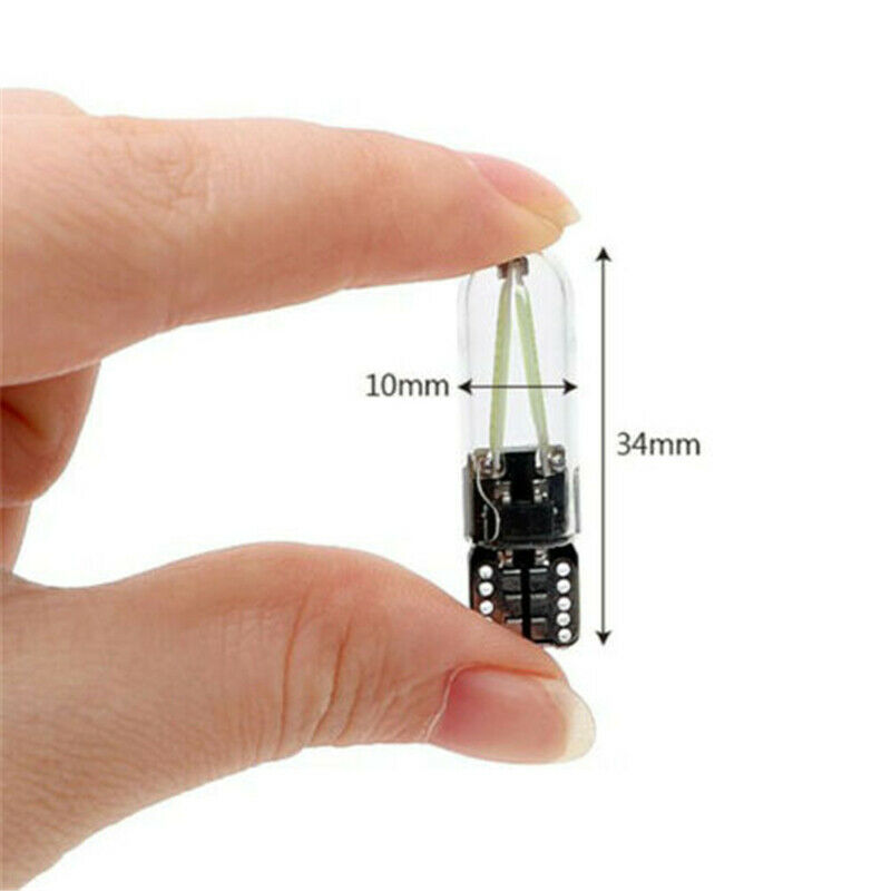 10Pcs T10 COB LED CANBUS Silica Glass License Light Bulbs 194 168 W5W Warm White