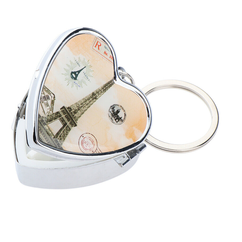 Metal Pill Case  - 2 Grids with Key Ring - Mini Small Travel Size for Purse