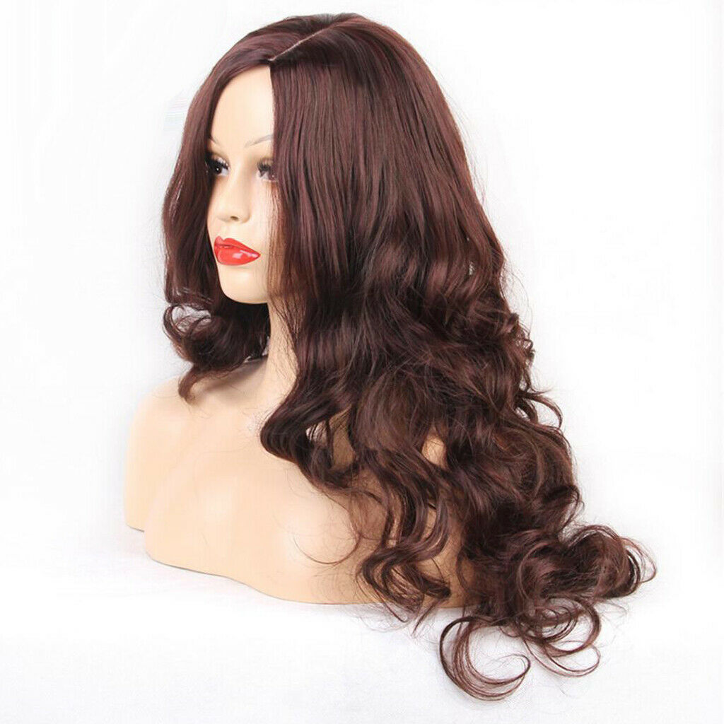 26 inch Long Wavy Wig Brown for Women Heat Resistant Synthetic Curly Wigs,