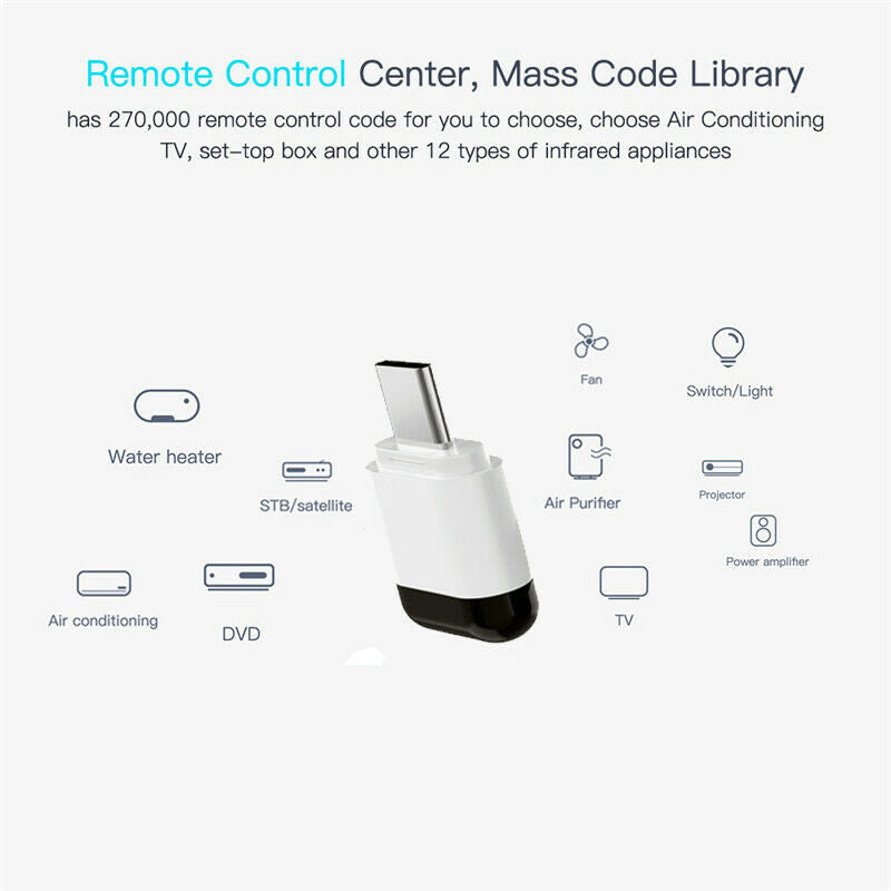 Mobile Phone Type-C Transmitter IR Infrared Remote Control Smart App Adapter fT8