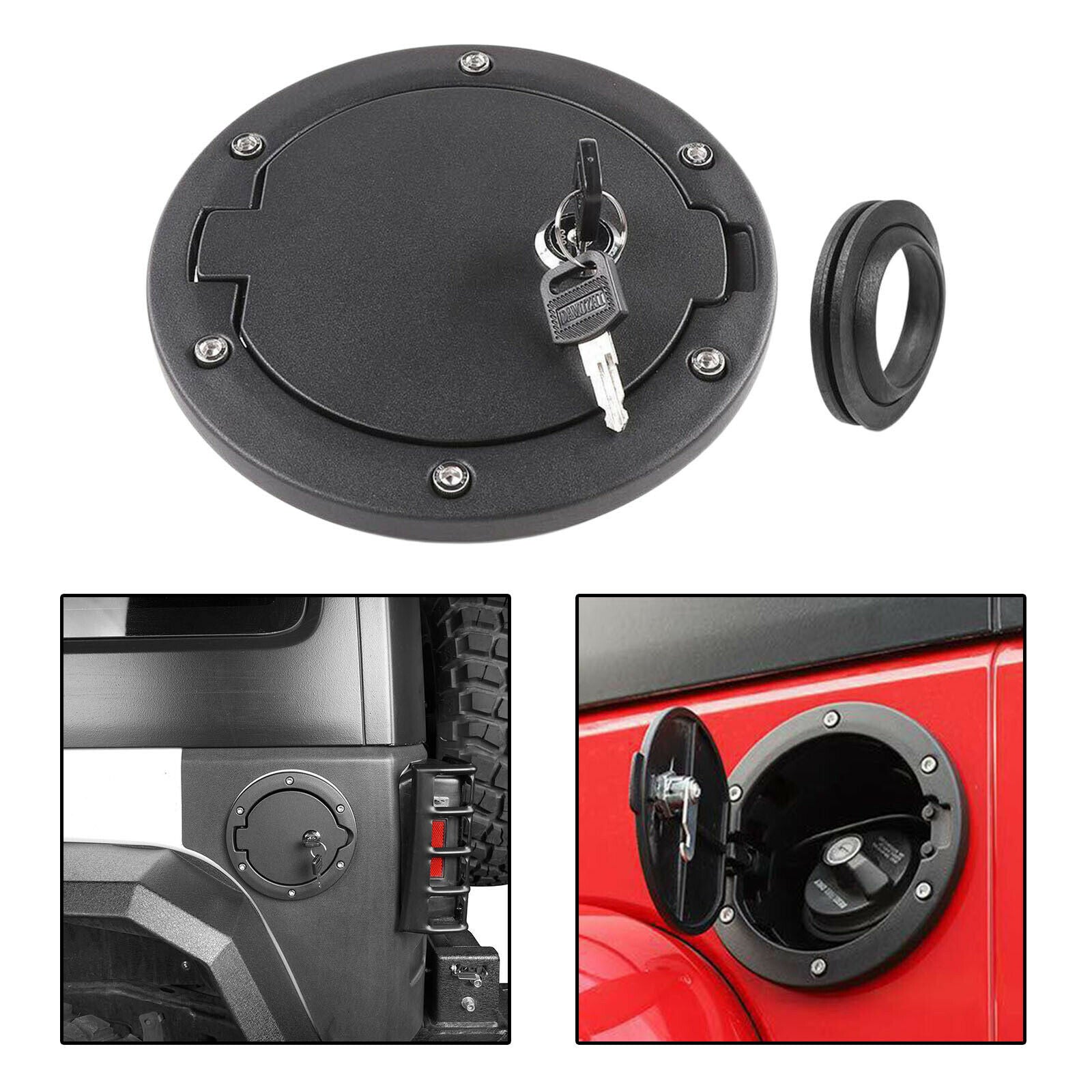 Locking Gas Tank Fuel Filler Door Cover Fit for Jeep Wrangler JK