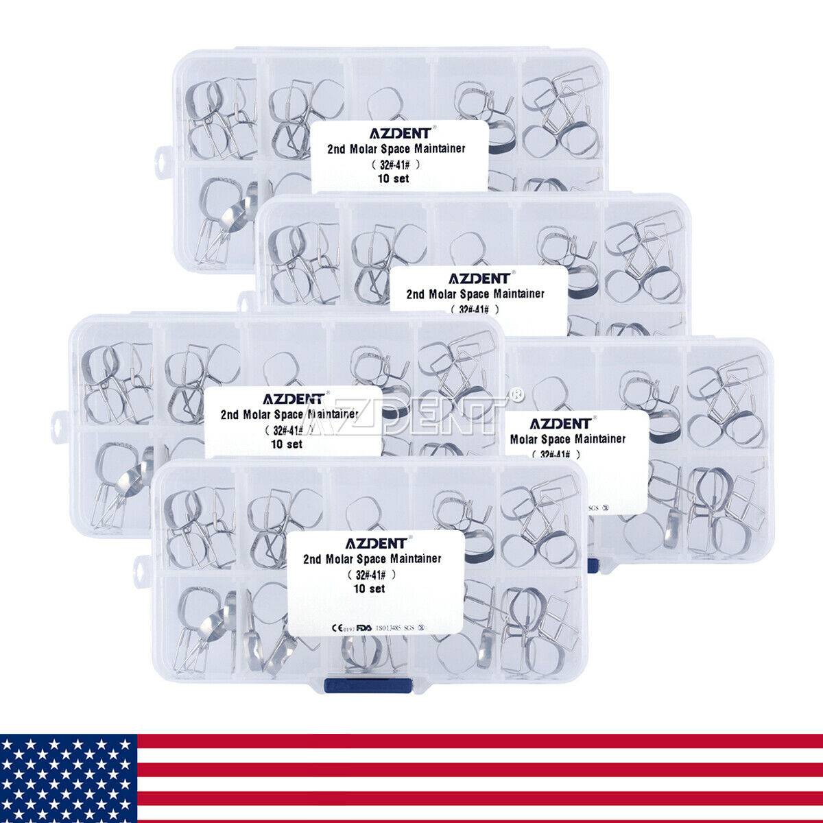 Dental Orthodontic Space Maintainer 2nd molar Band&Loop Kit 32-41# 40Pcs/Kit