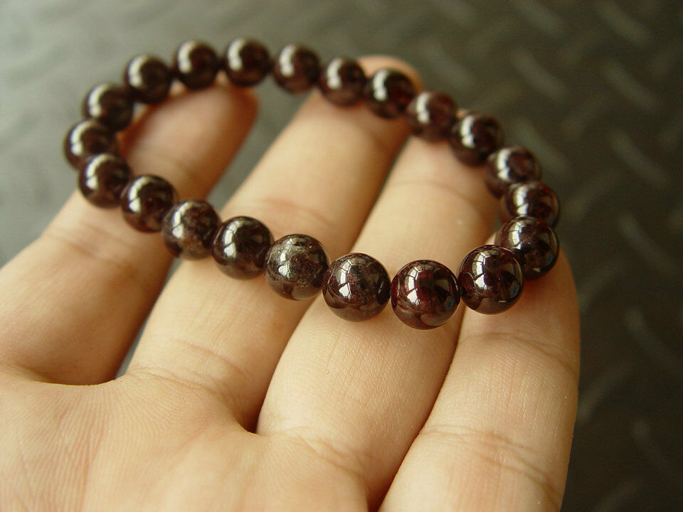 100% Natural Grade A Garnet Wine Red Crystal 7-8mm Bead Beads Bangle Bracelet
