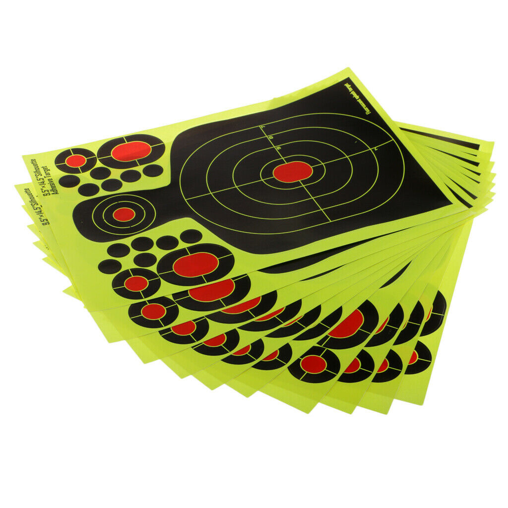10x Silhouette Shooting Range Paper Target Reactive Splatter Adhesive Target