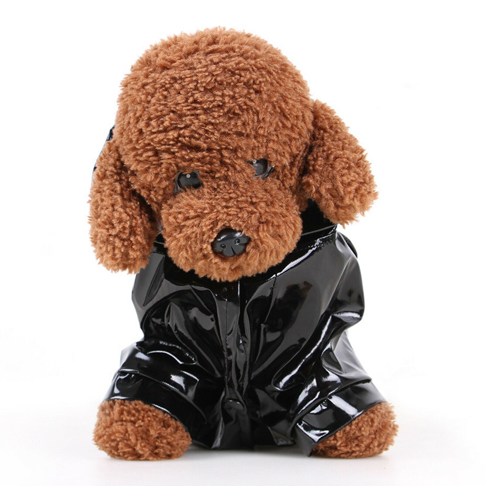 Dog Raincoat with Hood Doggie Reflective Jacket Waterproof S- XL black M
