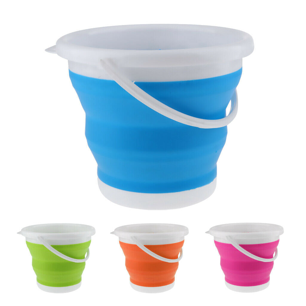 Camping Folding Collapsible Silicone Bucket Outdoor Barrel S Round Blue