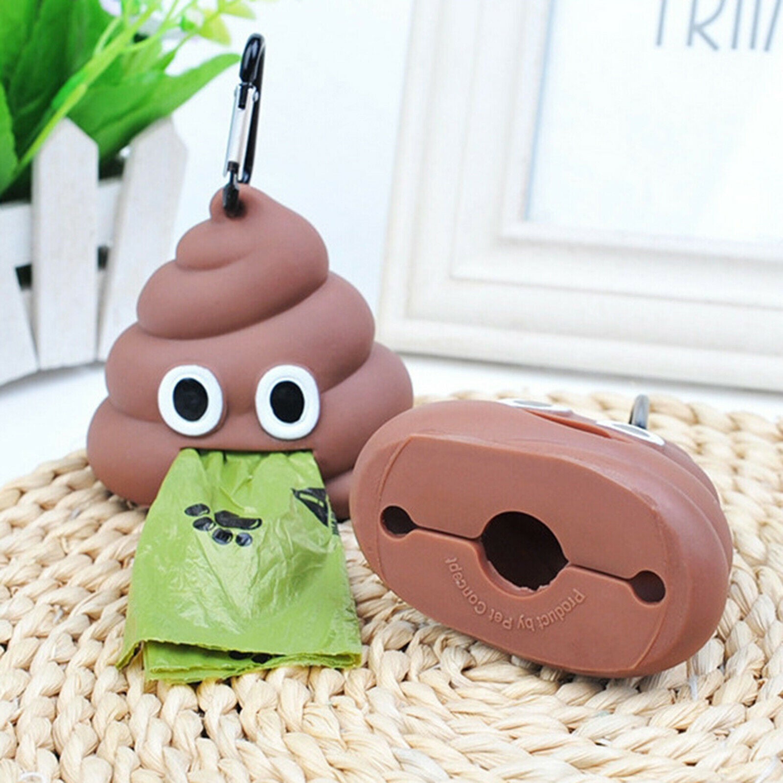 Pet Waste Bag Dispenser Funny Poo Shape Holder Doggy Waste Garbage Carrier
