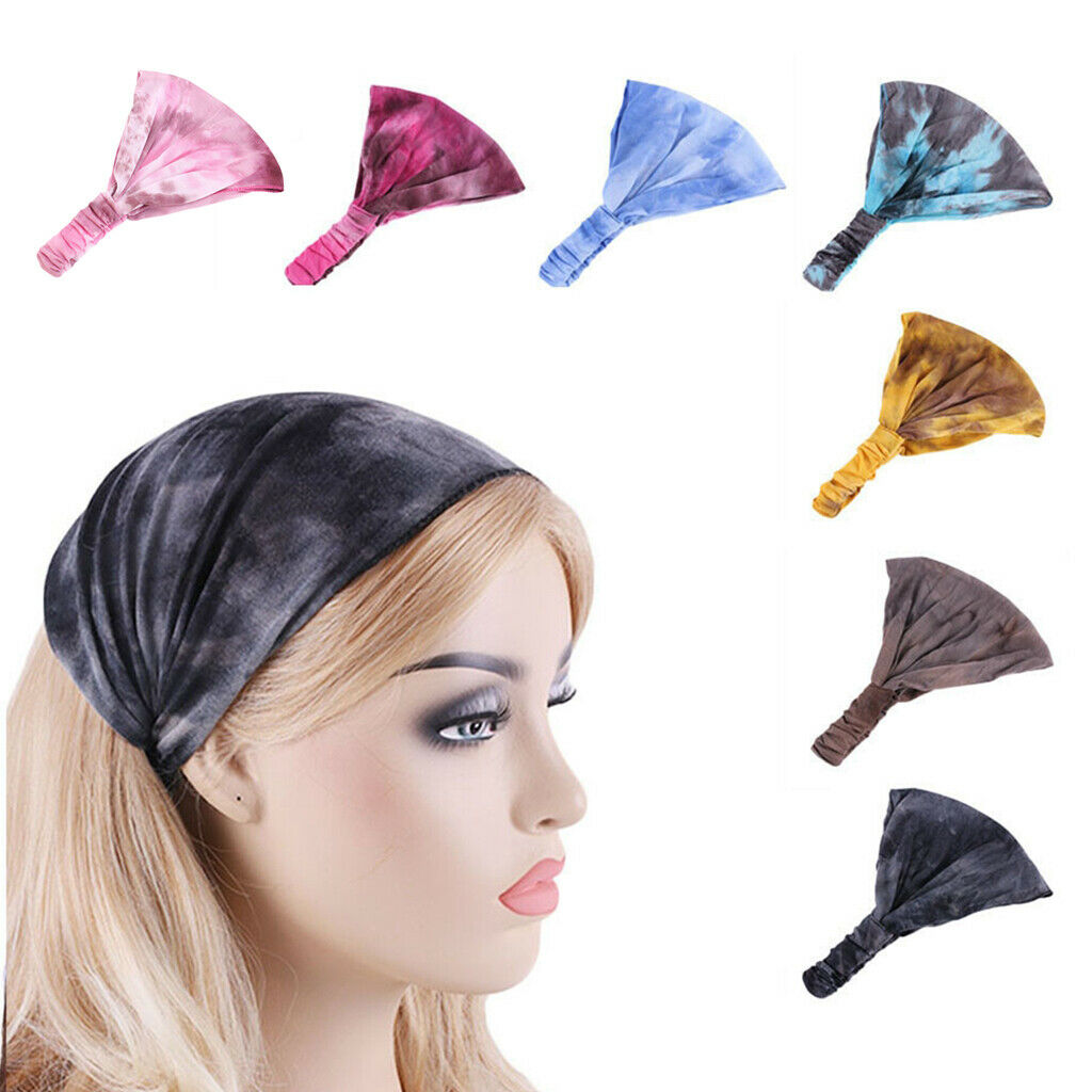 Tie-Dye Headband Bandana Boho Hippy Cotton Elastic Hairband Dread Wrap
