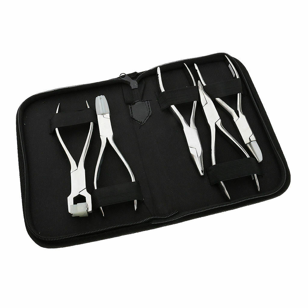 5 Pieces Optician's Pliers Steel Eyeglass Repair Pliers + Pouch