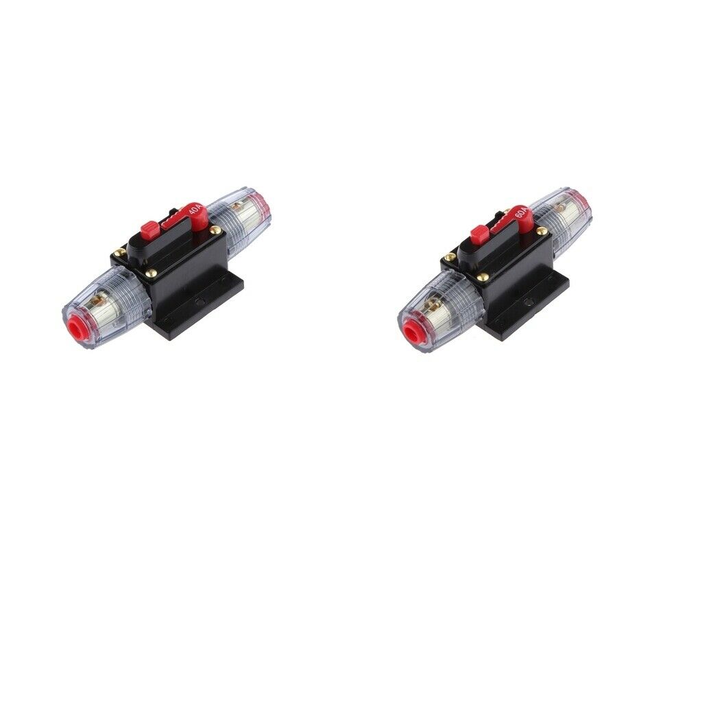 2xIn-Line Circuit Breaker Stereo Audio Car Fuse Holder DC12-24V(40Amp+60Amp)