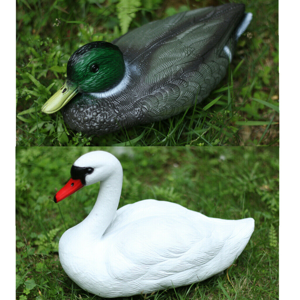 2Piece Plastic Floating Swan& Mallard Duck Decoy for Hunting &Fishing Garden