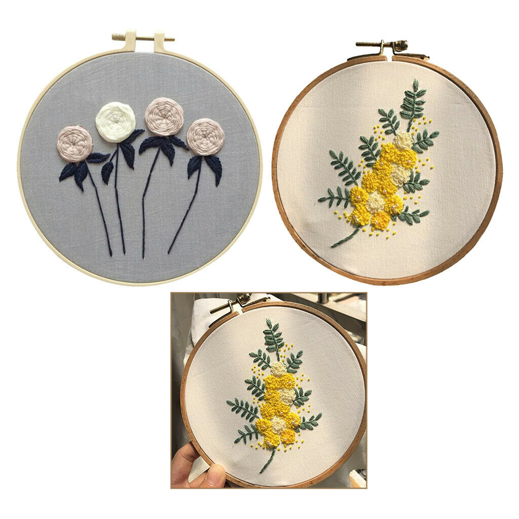 2x Modern Plant Punch Needle Kits with Basic Tools Soft Yarn for Beginners