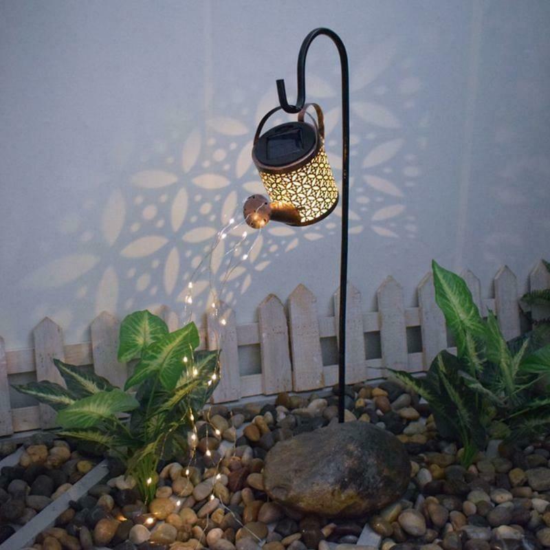 Solar Light Fairy Garden LED Light Decor Waterfall Fairy Lamp for Watering Can