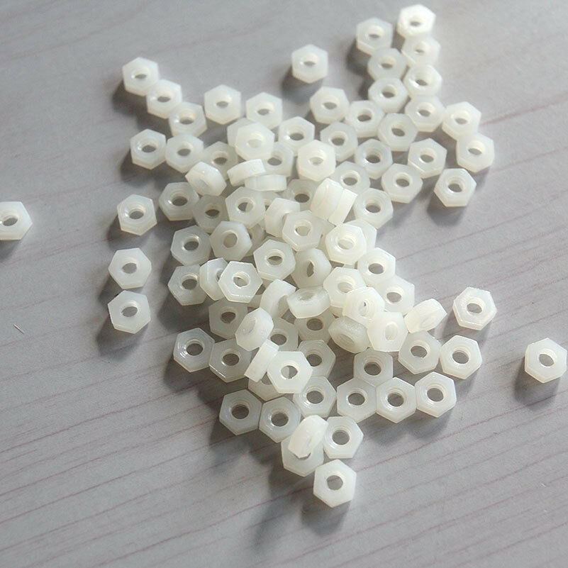 White Nylon Screw Nuts Hexagonal Standoff Spacer M3 Nut 100  aLSJCA